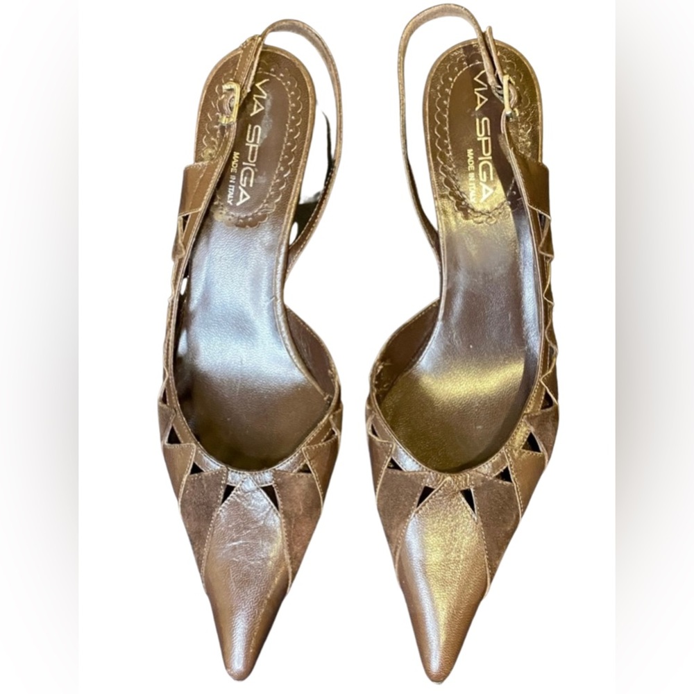 Via Spiga Suede & Leather Kitten Heels